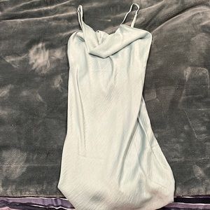 Light blue slip cowl dress